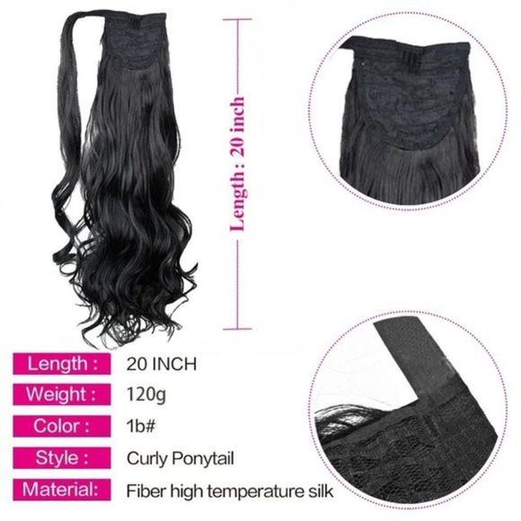 Ponytail Extensions Long, 20 Inch, Black - Picture 3 of 9